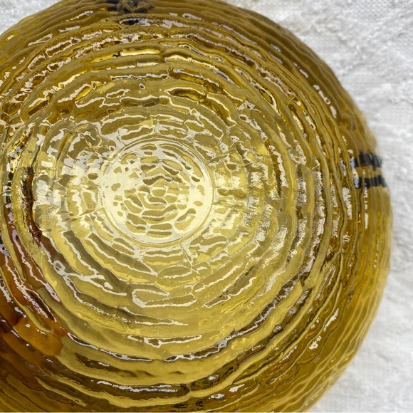 Anchor Hocking Soreno Ashtray Amber Gold Ribbed Glass MCM Vintage 6-1/4 Inch - Picture 8 of 10